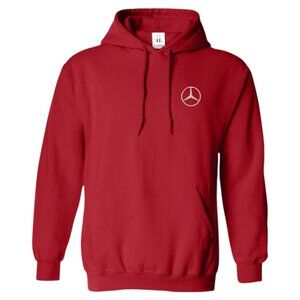 Men's Mercedes-Benz Car Logo Embroidered Pullover Hoodie - Red